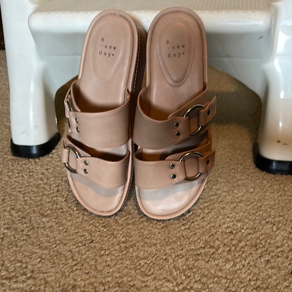 A‎ New Day Tan Slide Sandals